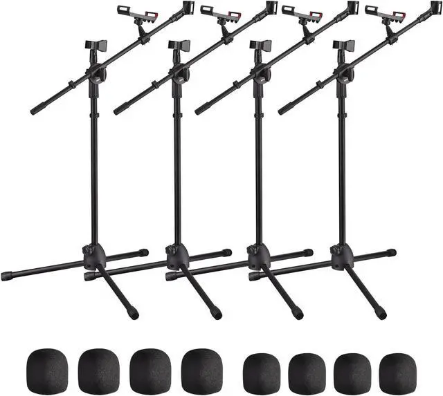 Main image of 4 Packs Microphone Boom Arm Stand Dual Mic Clips Adjustable Tripod Phone Holder