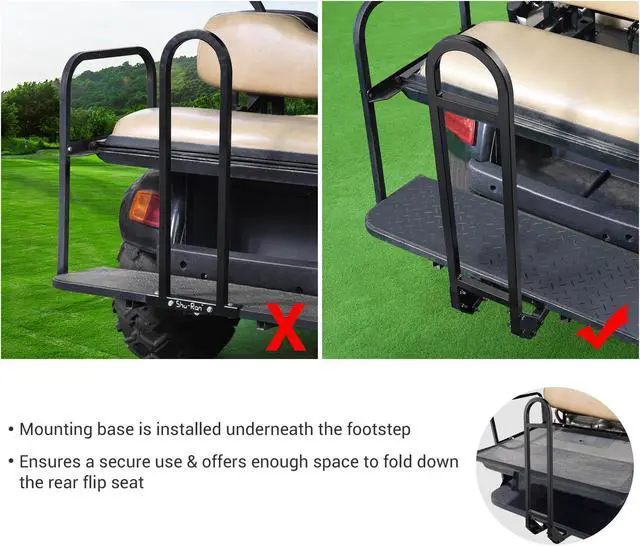 Alt view image 3 of 7 - Yescom Golf Cart Rear Seat Safety Grab Bar Rear U-shaped Handle  With Mounting Hardware For TXT of EZGO Genesis 150