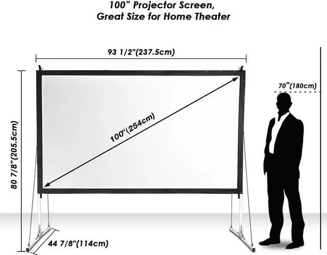 Alt view image 3 of 7 - 100" Portable Fast Folding Projector Screen 16:9 HD w/ Stand for Indoor Outdoor