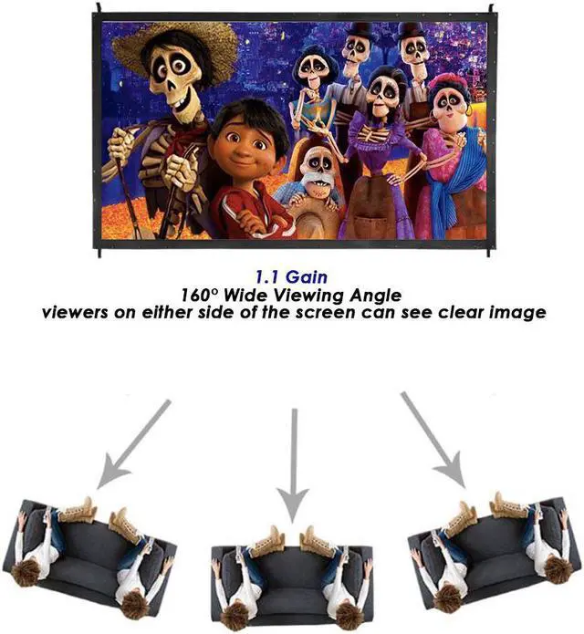 Alt view image 5 of 7 - 100" Portable Fast Folding Projector Screen 16:9 HD w/ Stand for Indoor Outdoor