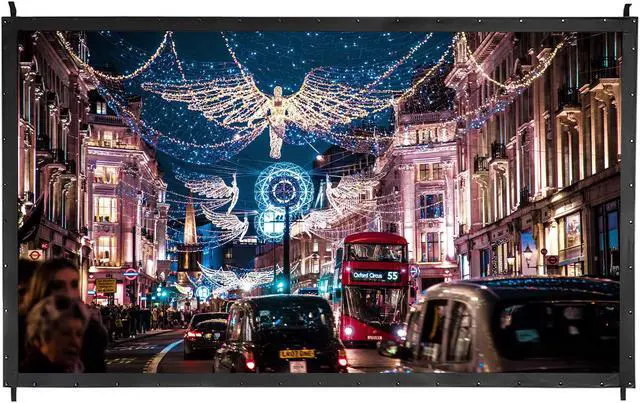 Alt view image 7 of 7 - 100" Portable Fast Folding Projector Screen 16:9 HD w/ Stand for Indoor Outdoor