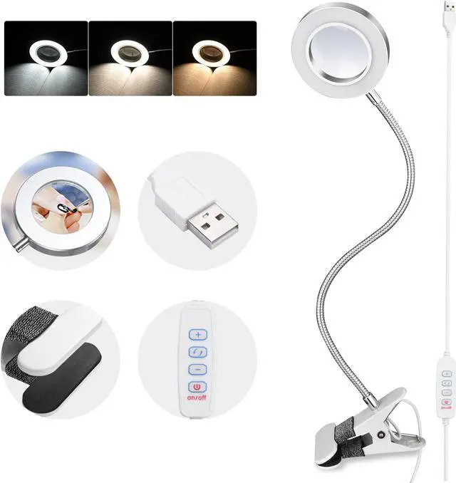 Alt view image 4 of 7 - Byootique LED Magnifying Desk Lamp Dimmable 2.5X Glass Lens Magnifier w/ Clamp