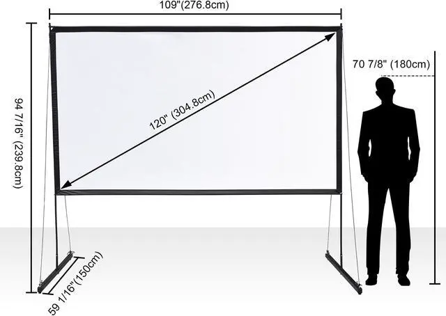 Alt view image 3 of 7 - 120" Portable Detachable Projector Screen with Stand Movie Projection 16:9 HD 1.1 Gain Home Theater
