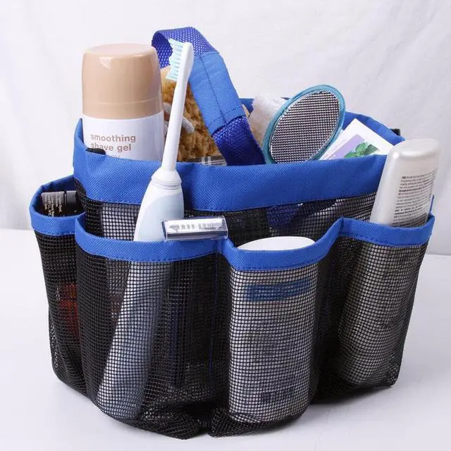 Alt view image 3 of 7 - Aquaterior 8 Pocket Shower Caddy Tote Portable Quick Dry Makeup Bag Blue for Gym Pool Travel