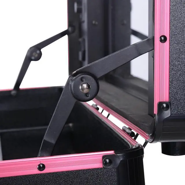 Alt view image 7 of 7 - Byootique Rolling Makeup Case with Bulb Mirror Adjustable Leg Detachable Wheel