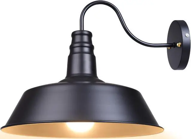 Main image of Retro Vintage Industrial Barn Style Light Wall Sconce Wall-mounted Metal Shade Gooseneck 14"