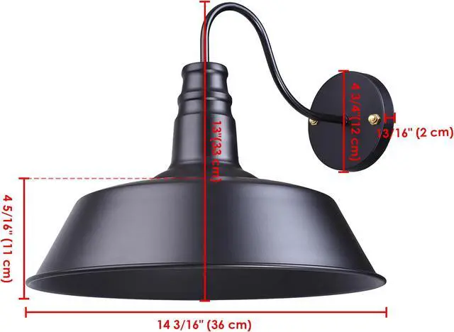 Alt view image 7 of 7 - Retro Vintage Industrial Barn Style Light Wall Sconce Wall-mounted Metal Shade Gooseneck 14"