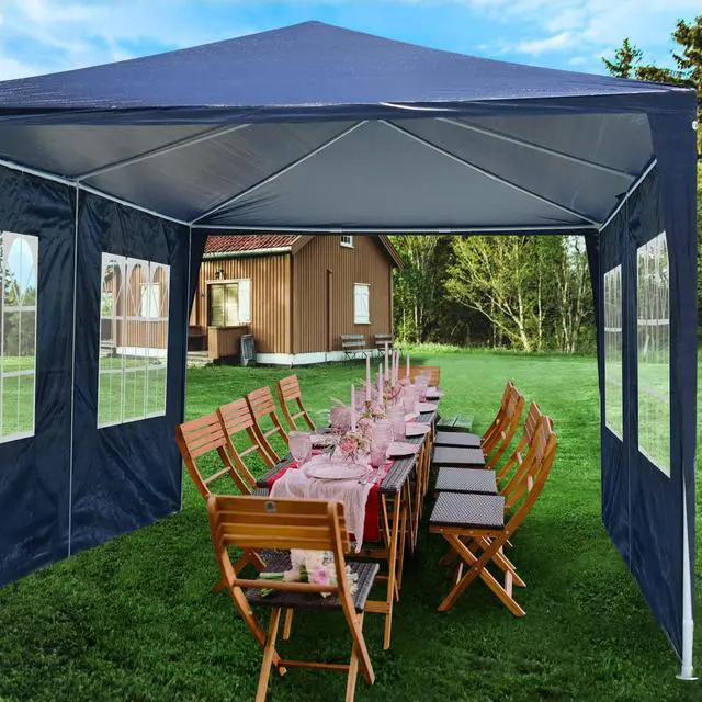 Alt view image 2 of 7 - 10'x20' Outdoor Wedding Party Cater Fetes Patio Gazebo w/ 6 Removable Side Walls Large Canopy