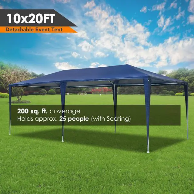 Alt view image 4 of 7 - 10'x20' Outdoor Wedding Party Cater Fetes Patio Gazebo w/ 6 Removable Side Walls Large Canopy
