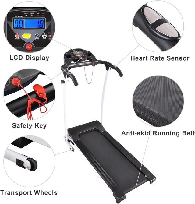Alt view image 9 of 14 - 1100W Folding Electric Treadmill Portable Power Motorized Machine Running Jogging Gym Fitness