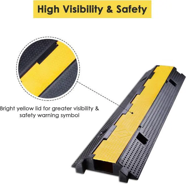 Alt view image 3 of 7 - Yescom 1 Channel Cable Driveway Over Garden Hose Protector Ramp Wire Cover for Walkway Outdoor PVC Speed Bump for Road, 22000 Lbs 2 Packs