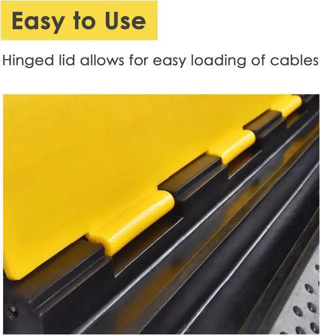 Alt view image 5 of 7 - Yescom 2 Channel Cable Driveway Garden Hose Protector Ramp Rubber Electrical Wire Cover Warehouse Station 22000 Lbs Speed Bump for Road, 2 Packs