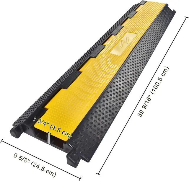 Alt view image 7 of 7 - Yescom 2 Channel Cable Driveway Garden Hose Protector Ramp Rubber Electrical Wire Cover Warehouse Station 22000 Lbs Speed Bump for Road, 2 Packs