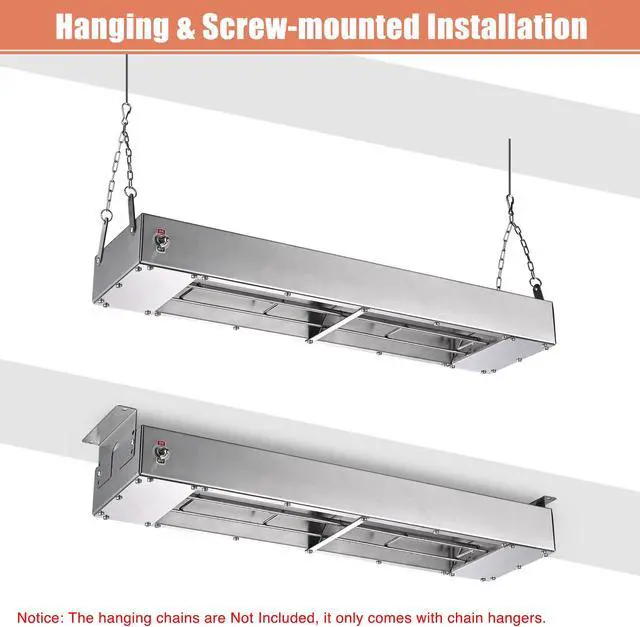Alt view image 3 of 7 - WeChef Electric Strip Heater 2 Pack Portable 24" 900W Commercial Heating Lamp Warmer for Fry Chicken