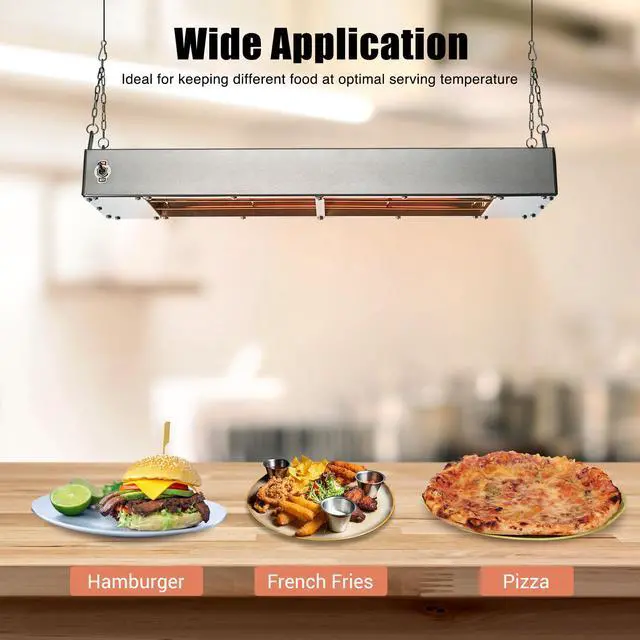 Alt view image 5 of 7 - WeChef Electric Strip Heater 2 Pack Portable 24" 900W Commercial Heating Lamp Warmer for Fry Chicken
