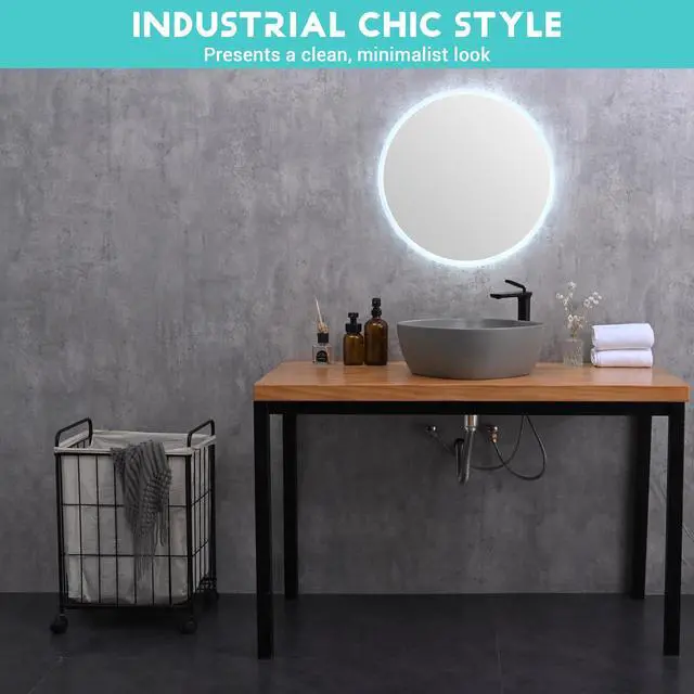 Alt view image 3 of 7 - Laundry Hamper with Wheels Clothes Storage Bin Rolling Cart Industrial Style