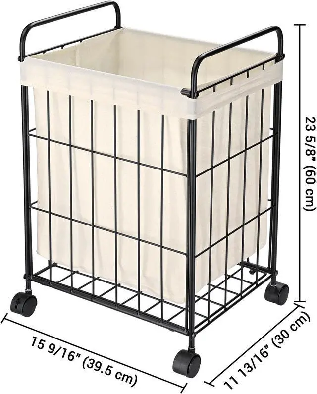 Alt view image 7 of 7 - Laundry Hamper with Wheels Clothes Storage Bin Rolling Cart Industrial Style