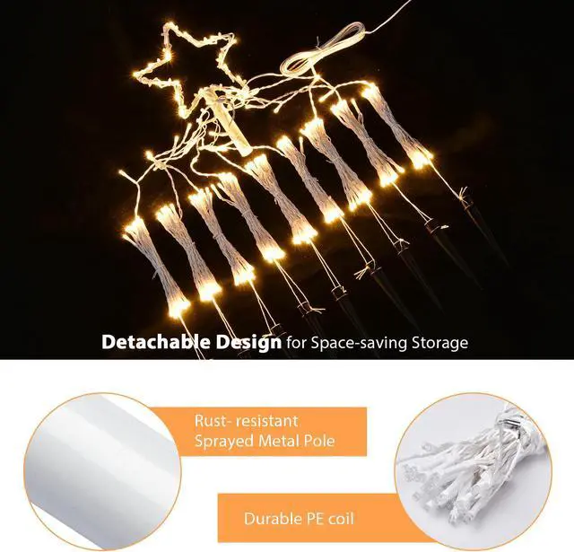 Alt view image 5 of 7 - Yescom LED Cone Tree Light with Star Finial 9 Strings Christmas Decoration Outdoor