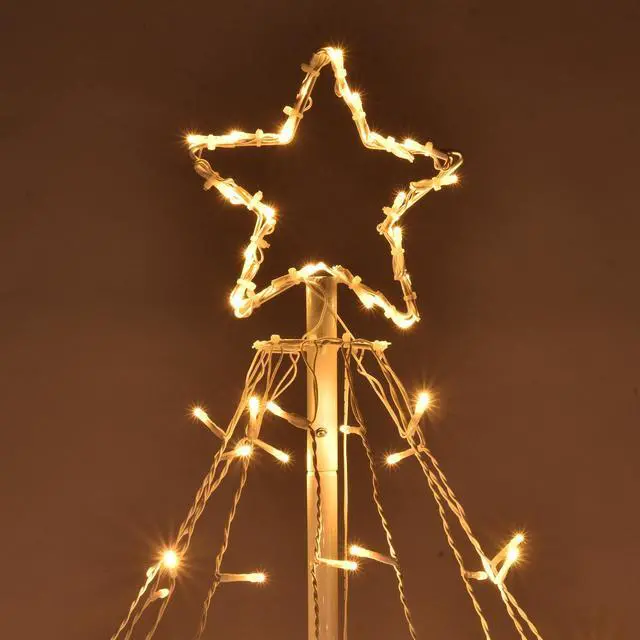 Alt view image 7 of 7 - Yescom LED Cone Tree Light with Star Finial 9 Strings Christmas Decoration Outdoor