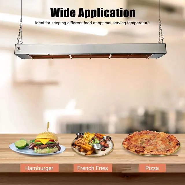 Alt view image 2 of 7 - WeChef 36" 1000W Electric Strip Heater Commercial Food Warmer Portable Stainless Steel Heating Lamp for Fry Dishes