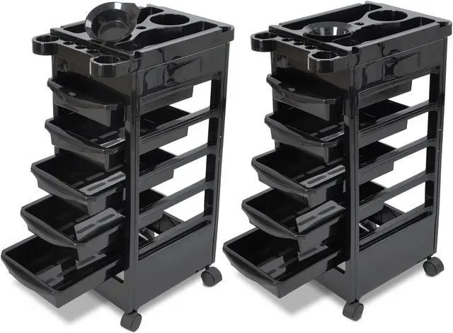 Main image of Byootique 2 Packs Salon Trolley Rolling Cart With 5 Trays Storage Beauty Salon Barber