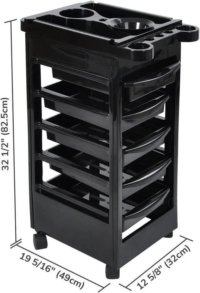 Alt view image 7 of 7 - Byootique 2 Packs Salon Trolley Rolling Cart With 5 Trays Storage Beauty Salon Barber