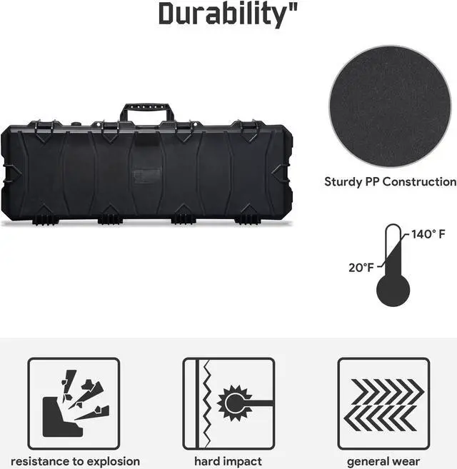 Alt view image 6 of 7 - Yescom 40" Rifle Gun Case Portable Waterproof Impact Resistance with TSA Padlock Valve