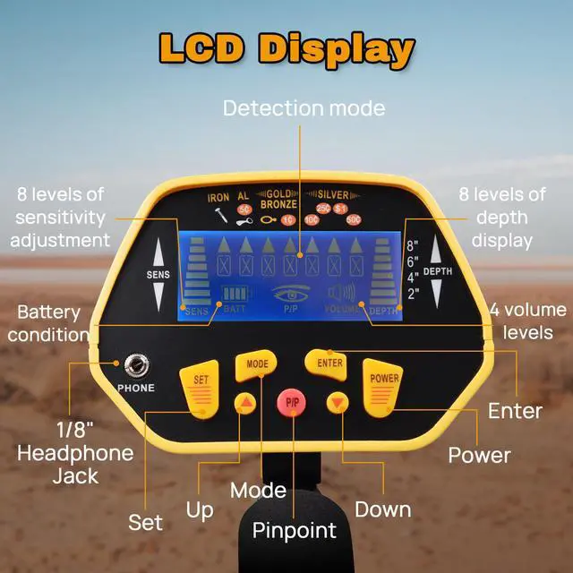 Alt view image 3 of 7 - Metal Detector Waterproof Coil Gold Jewelry Treasure Search LCD Display Deep Sensitive Digger Finder