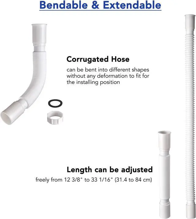 Alt view image 2 of 7 - Wash Basin Drain Hose Kit Extendable Drainpipe Shampoo Bowl Accessory for Salon