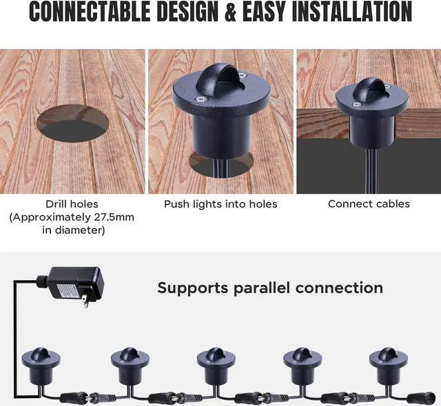 Alt view image 4 of 7 - Yescom 12V LED Cool White Deck Stair Light Lamp Waterproof Yard Garden Pathway Landscape 20 Pack