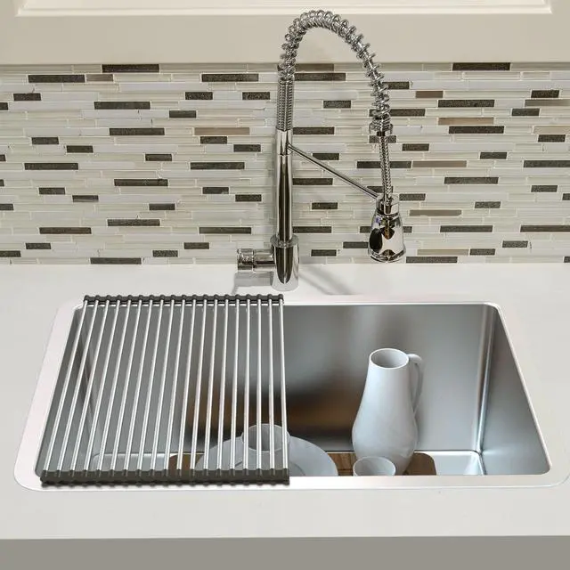 Alt view image 2 of 7 - Aquaterior 23" 16 Gauge Stainless Steel Sink Kitchen Undermount Single Bowl