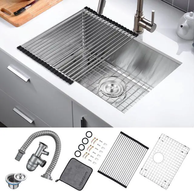 Main image of Aquaterior 23" 16 Gauge Stainless Steel Sink Kitchen Undermount Single Bowl