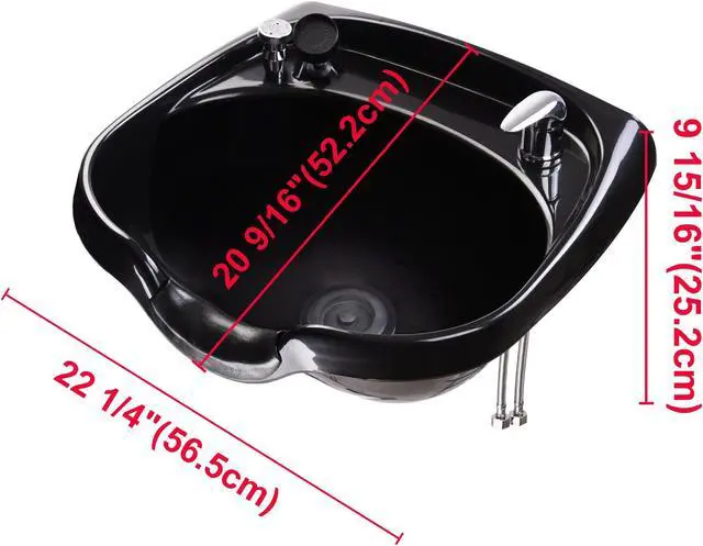 Alt view image 5 of 7 - Byootique Large Shampoo Bowl Hair Sink w/ CUPC Vacuum Breaker Neck Rest Beauty Salon Barber Shop
