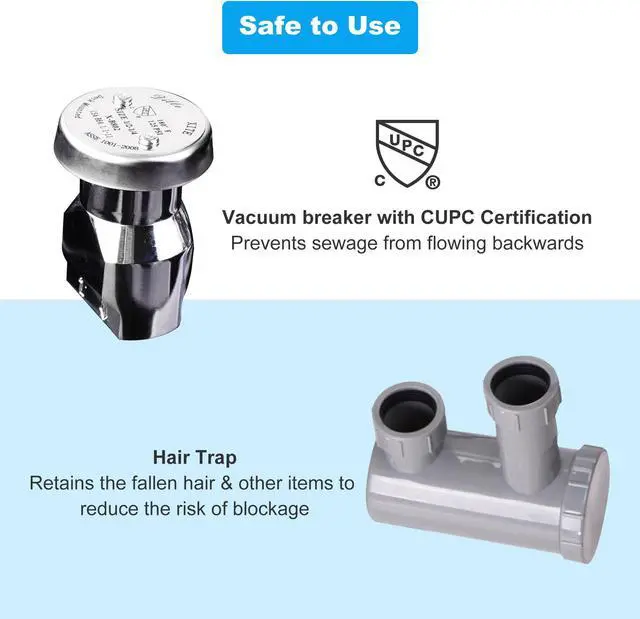 Alt view image 7 of 7 - Byootique Large Shampoo Bowl Hair Sink w/ CUPC Vacuum Breaker Neck Rest Beauty Salon Barber Shop