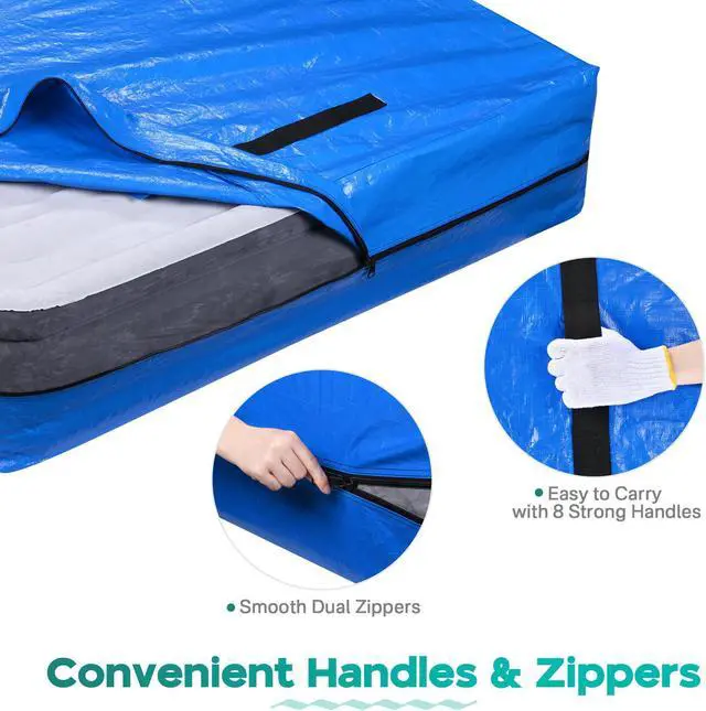 Alt view image 4 of 7 - Yescom Mattress Bag Cover for Moving Storage Heavy Duty 8 Handles Zipper Reusable Cover with Strong Zipper Closure Full XL Size