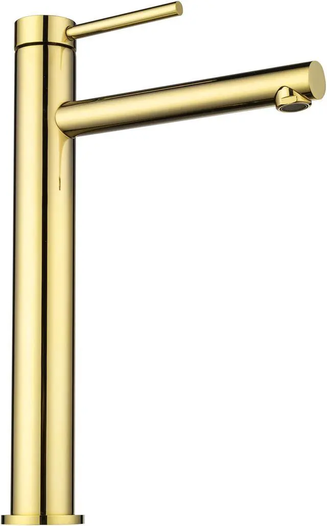 Main image of Aquaterior Bathroom Vessel Sink Faucet 8" Tall 1 Handle/Hole Cold&Hot Water Mixer Faucet Gold (CUPC NSF CEC)