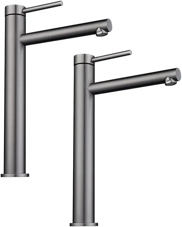 Main image of Aquaterior 2 Pack Bathroom Vessel Sink Faucet 8" Tall 1 Handle/Hole Cold&Hot Water Mixer Faucet Grey (CUPC NSF CEC)