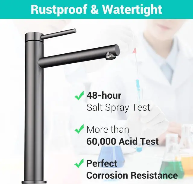 Alt view image 4 of 7 - Aquaterior 2 Pack Bathroom Vessel Sink Faucet 8" Tall 1 Handle/Hole Cold&Hot Water Mixer Faucet Grey (CUPC NSF CEC)