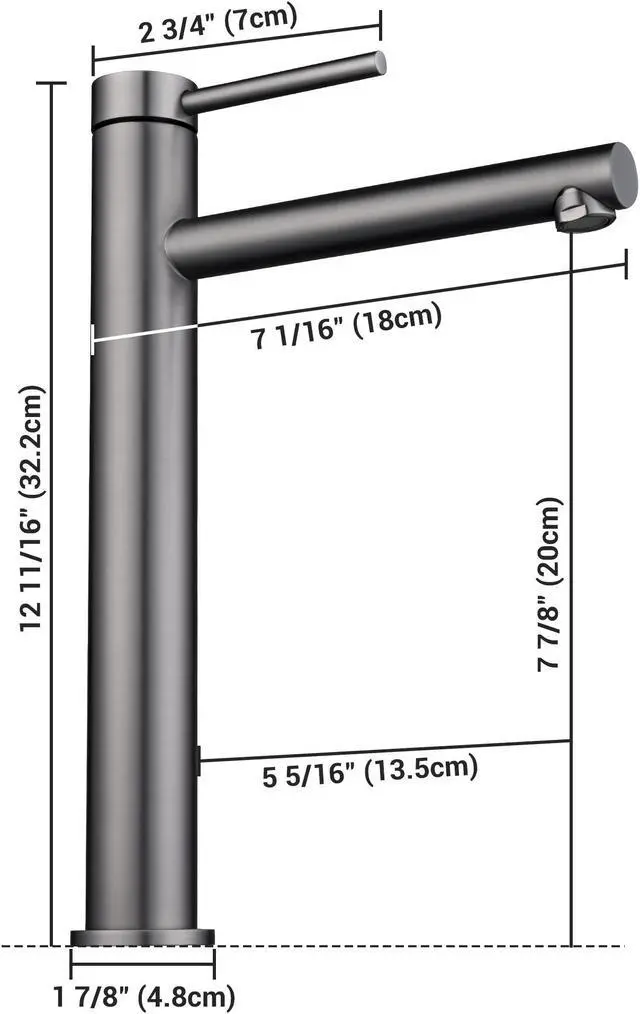 Alt view image 7 of 7 - Aquaterior 2 Pack Bathroom Vessel Sink Faucet 8" Tall 1 Handle/Hole Cold&Hot Water Mixer Faucet Grey (CUPC NSF CEC)