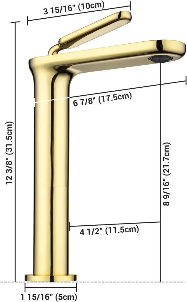 Alt view image 6 of 7 - Aquaterior Single Handle Bathroom Vessel Sink Faucet Rv Lavatory Vanity Sink Mixer Tap Gold (CUPC NSF CEC)