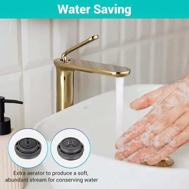 Alt view image 4 of 7 - Aquaterior Single Handle Bathroom Vessel Sink Faucet Rv Lavatory Vanity Sink Mixer Tap Gold (CUPC NSF CEC)