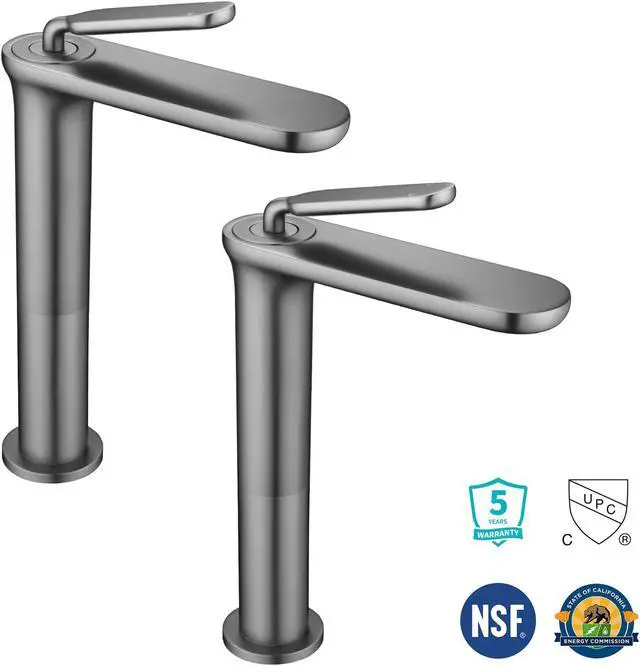 Alt view image 2 of 7 - Aquaterior 2 Pack Single Handle Bathroom Vessel Sink Faucet Rv Lavatory Vanity Sink Mixer Tap Grey (CUPC NSF CEC)