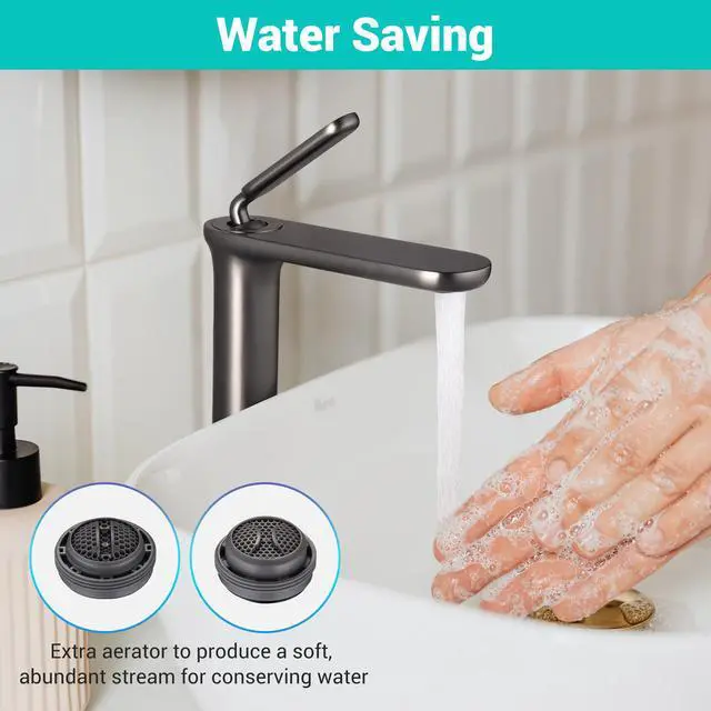 Alt view image 4 of 7 - Aquaterior 2 Pack Single Handle Bathroom Vessel Sink Faucet Rv Lavatory Vanity Sink Mixer Tap Grey (CUPC NSF CEC)