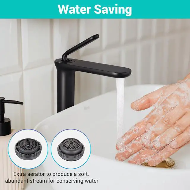 Alt view image 5 of 7 - Aquaterior 2 Pack Single Handle Bathroom Vessel Sink Faucet Vanity Sink Mixer Tap Matte Black (CUPC NSF CEC)