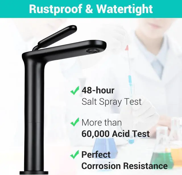 Alt view image 4 of 7 - Aquaterior 2 Pack Single Handle Bathroom Vessel Sink Faucet Vanity Sink Mixer Tap Matte Black (CUPC NSF CEC)