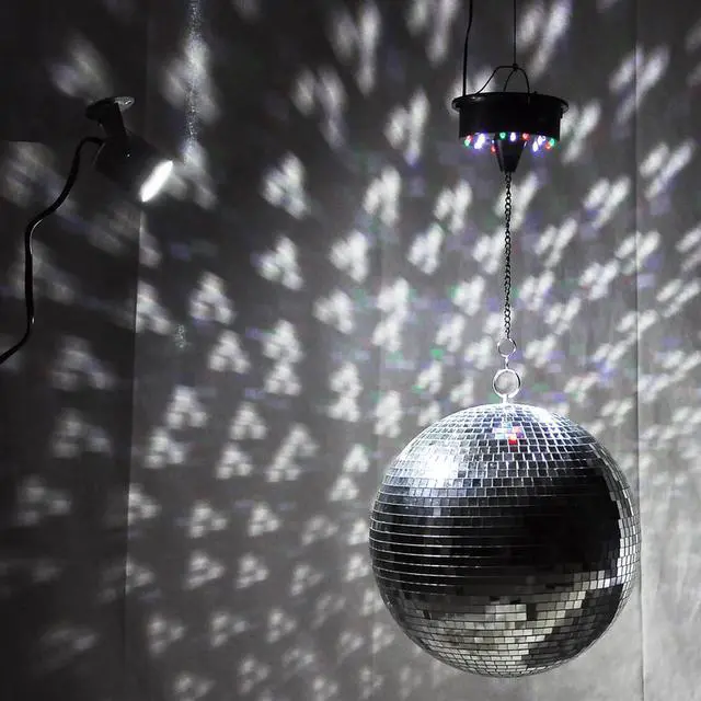 Alt view image 7 of 7 - Yescom 2PCS 12" Large Disco Ball Mirror Big Hanging Glass Decor for 70s 80s Party Events Wedding DJ Dance Club Stage Lighting Silver