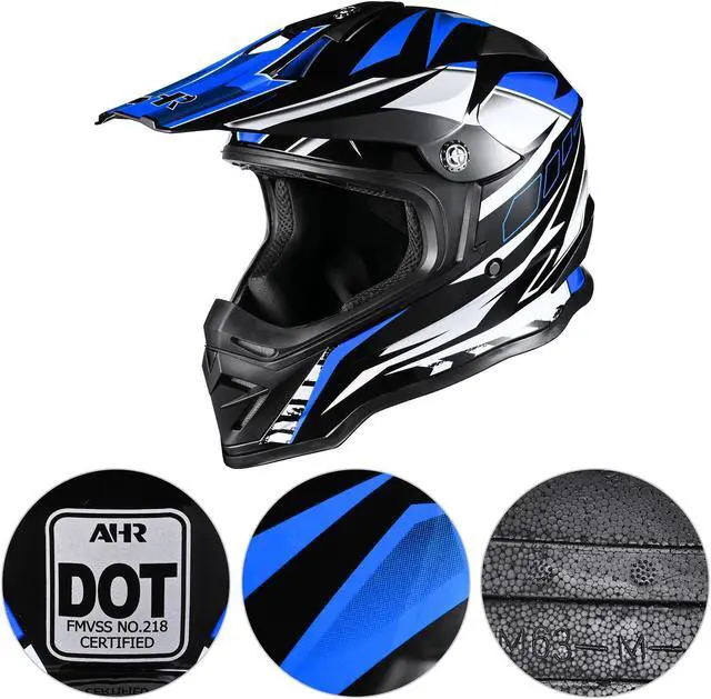 Alt view image 2 of 7 - AHR H-VEN25 Full Face Helmet DOT Adult Outdoor Motocross Off-Road Dirt Bike S