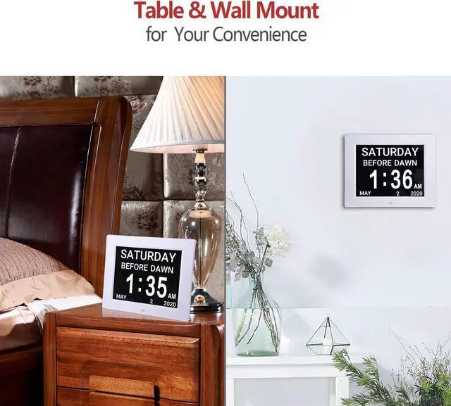 Alt view image 5 of 7 - Yescom LCD Day Clock Digital Calendar Alarm Large Display Dementia Home Office 2 Pack