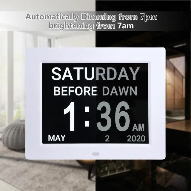 Alt view image 4 of 7 - Yescom LCD Day Clock Digital Calendar Alarm Large Display Dementia Home Office 2 Pack