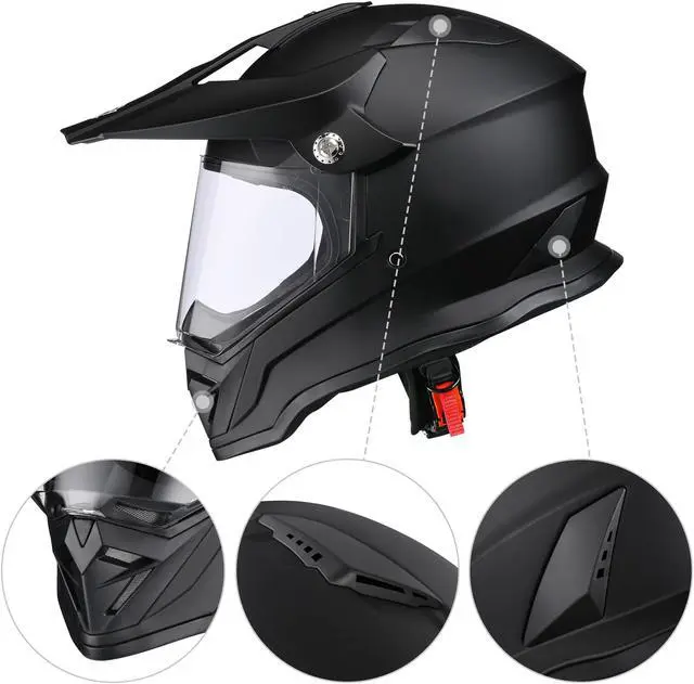 Alt view image 3 of 7 - AHR H-VEN35 Dual Sport Motorcycle Helmet DOT Approved Dirt Bike Off Road ATV M